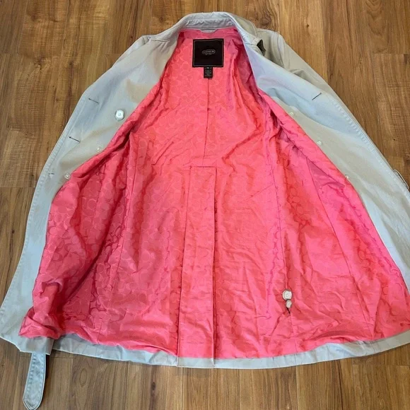 Coach Beige Double-Breasted Trench Coat - Picture 4 of 16